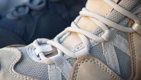close-up of hiking boot laces