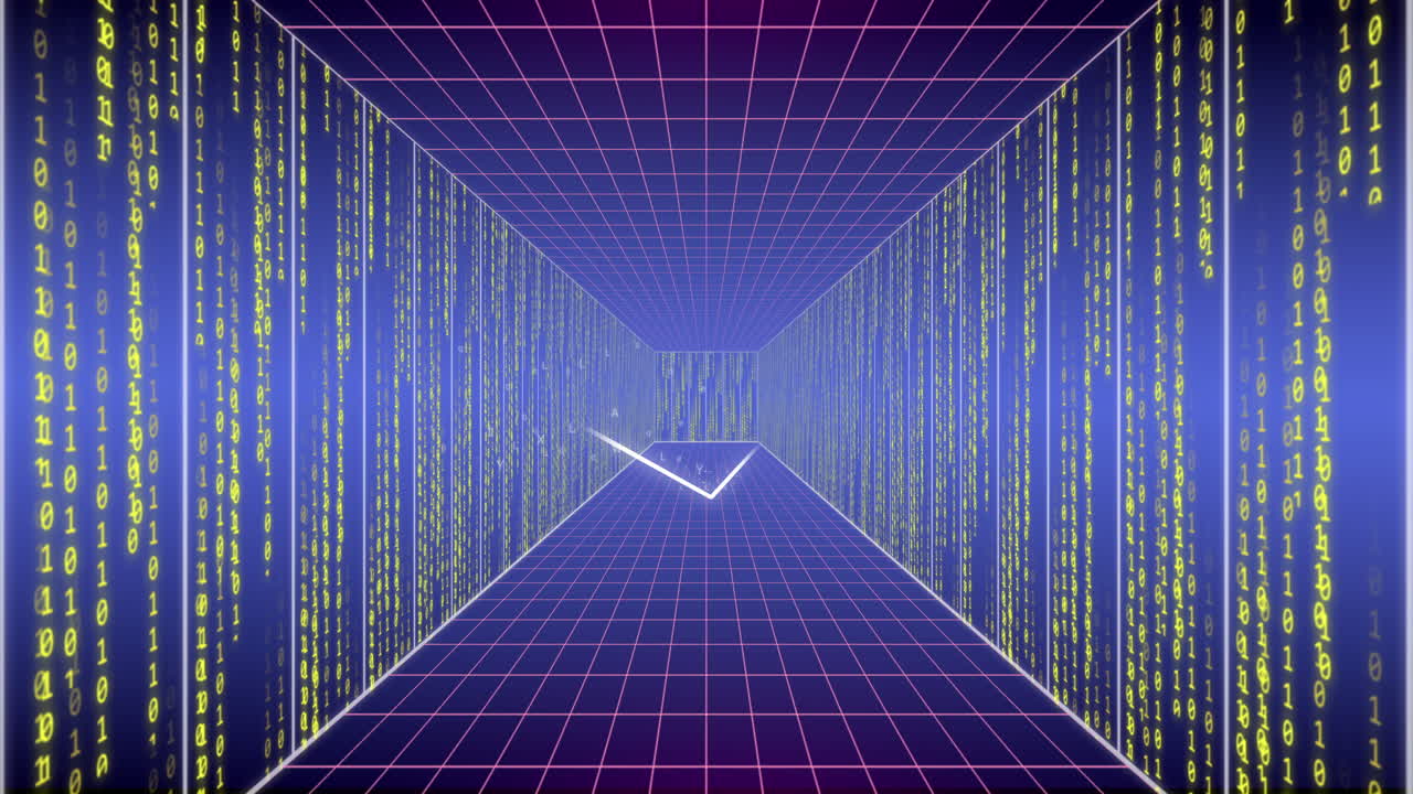 Animation of computer data processing and binary coding