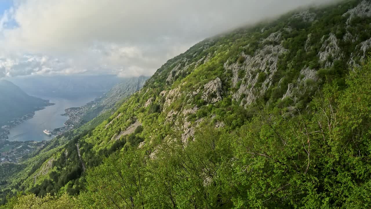 Foggy Sunset Drive Along the Serpentine Road in Montenegro’s UNESCO Kotor Region