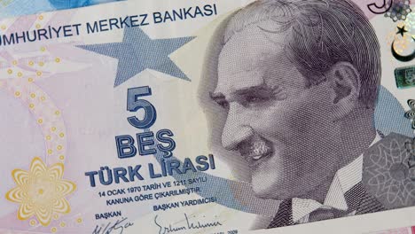 5 turkish lira try paper money