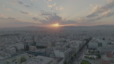 aerial - general shot of athens at sunset