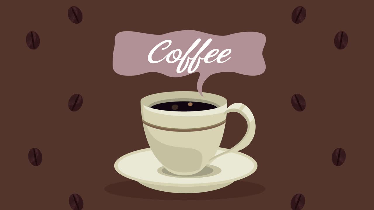 coffee house lettering with cup animation