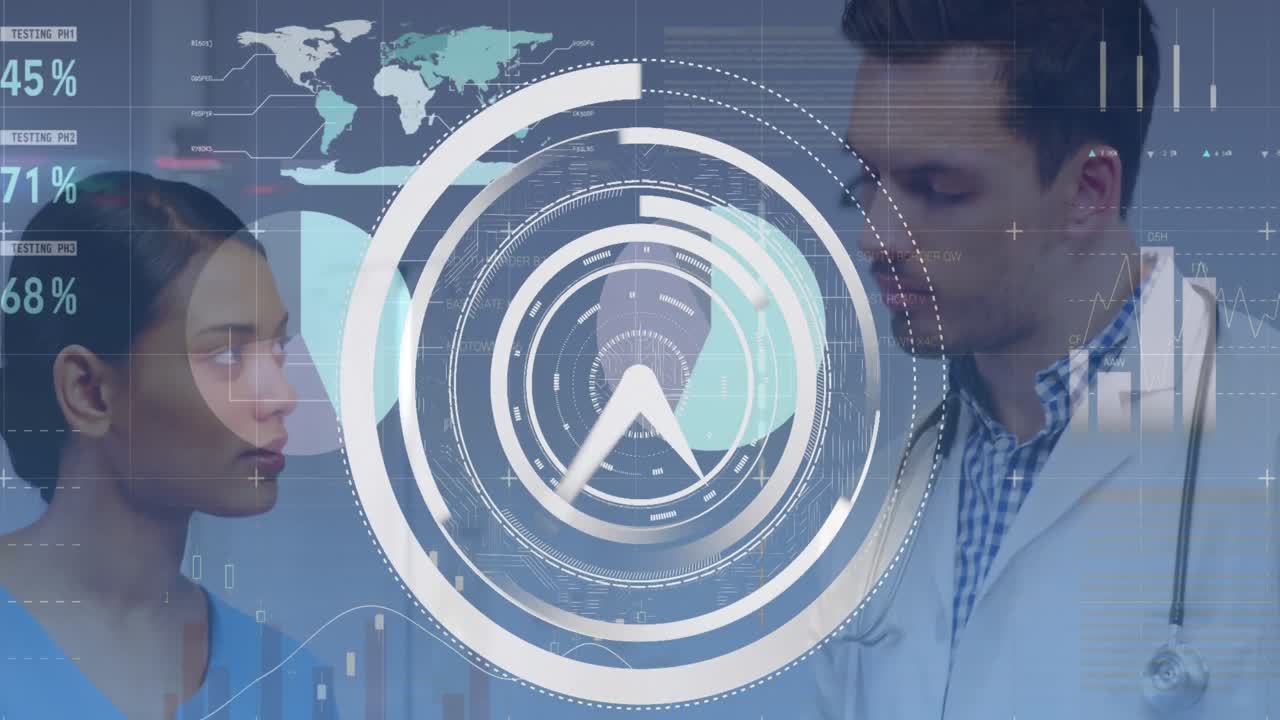 animación de mujeres y hombres médicos caucásicos y datos diversos