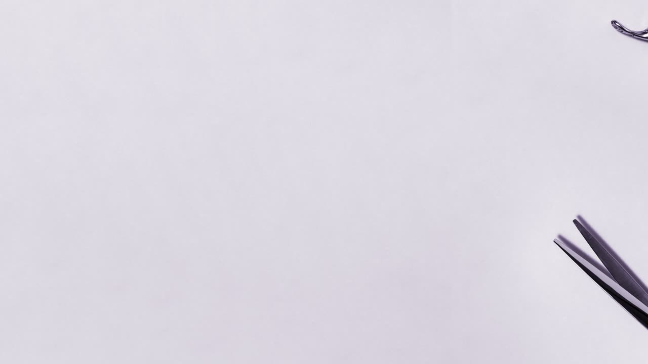 Flat lay of professional silver hair cutting shears set