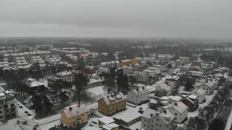 Snowfall-On-House-Roofs-And-Streets-In-A-Typical-Nordic-City-At-Winter