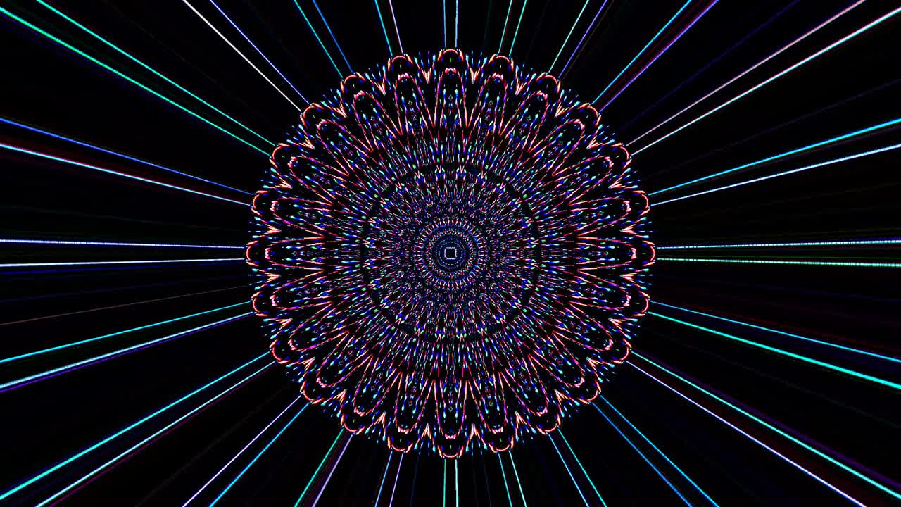 líneas brillantes fijan puntos movimiento de onda, colorido, sobre fondo negro