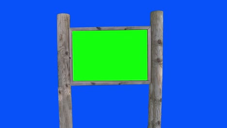 llave de choma, maqueta de cartel 3d. estandarte en blanco con pantalla verde, fondo de pantalla azul. unas pocas tablas vacías.