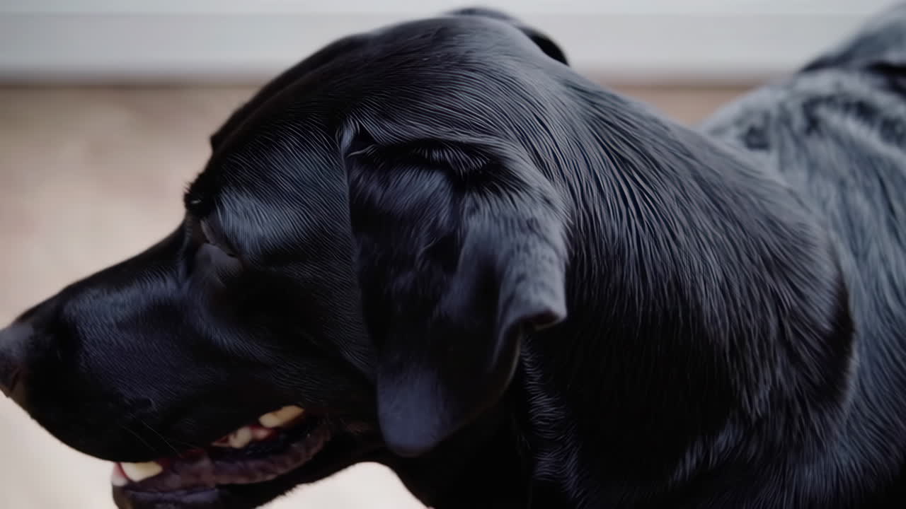 Close-up of a black labrador