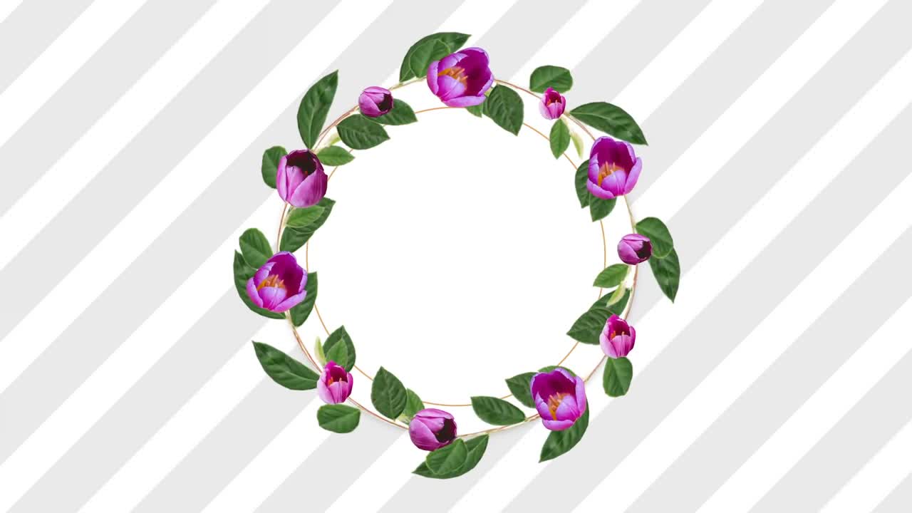 장식적 인 분홍색 꽃 을 가진 복사 공간 을 위한 사진 프레임