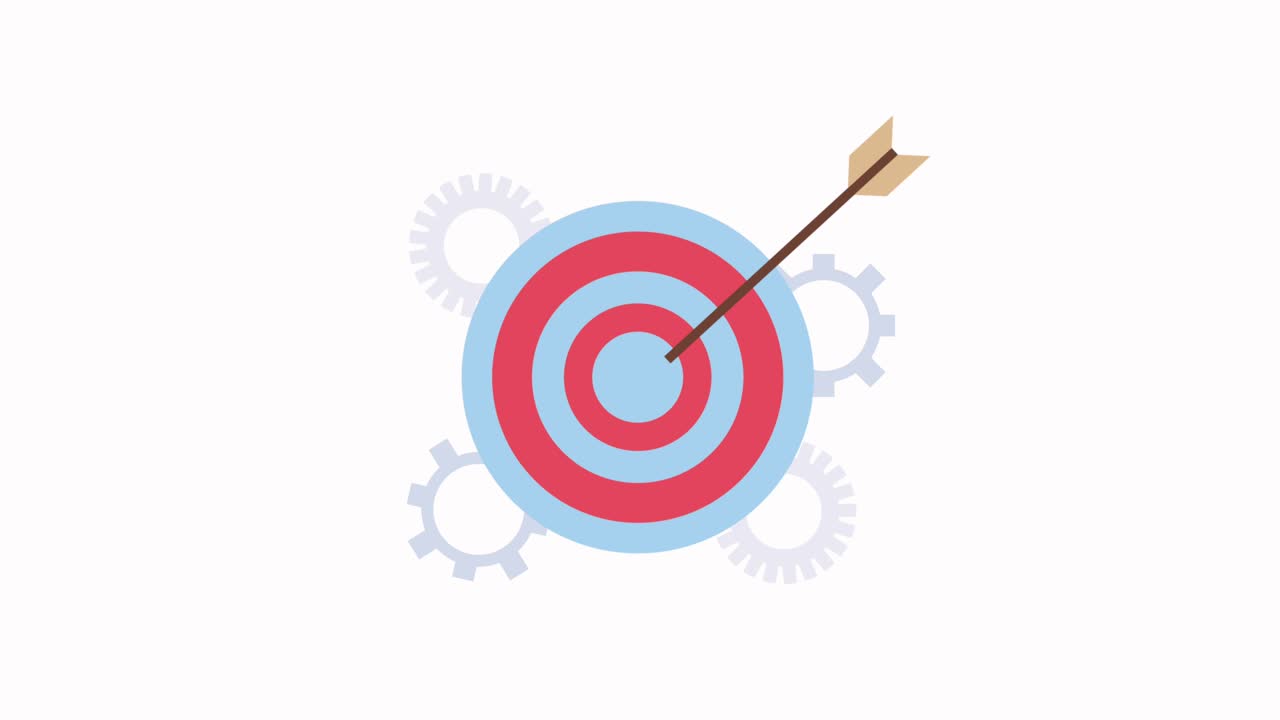 y flecha con engranajes objetivo negocio animación exitosa