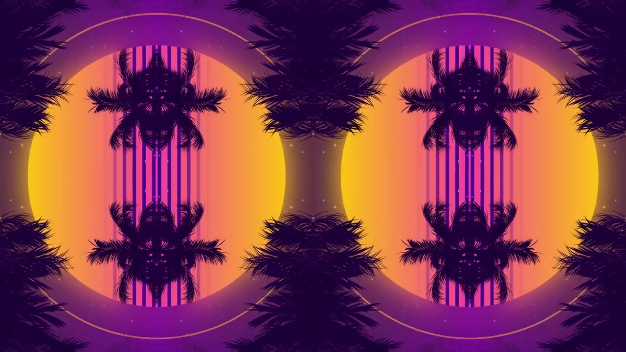 Synthwave Retrò Palme e Loop del Tramonto