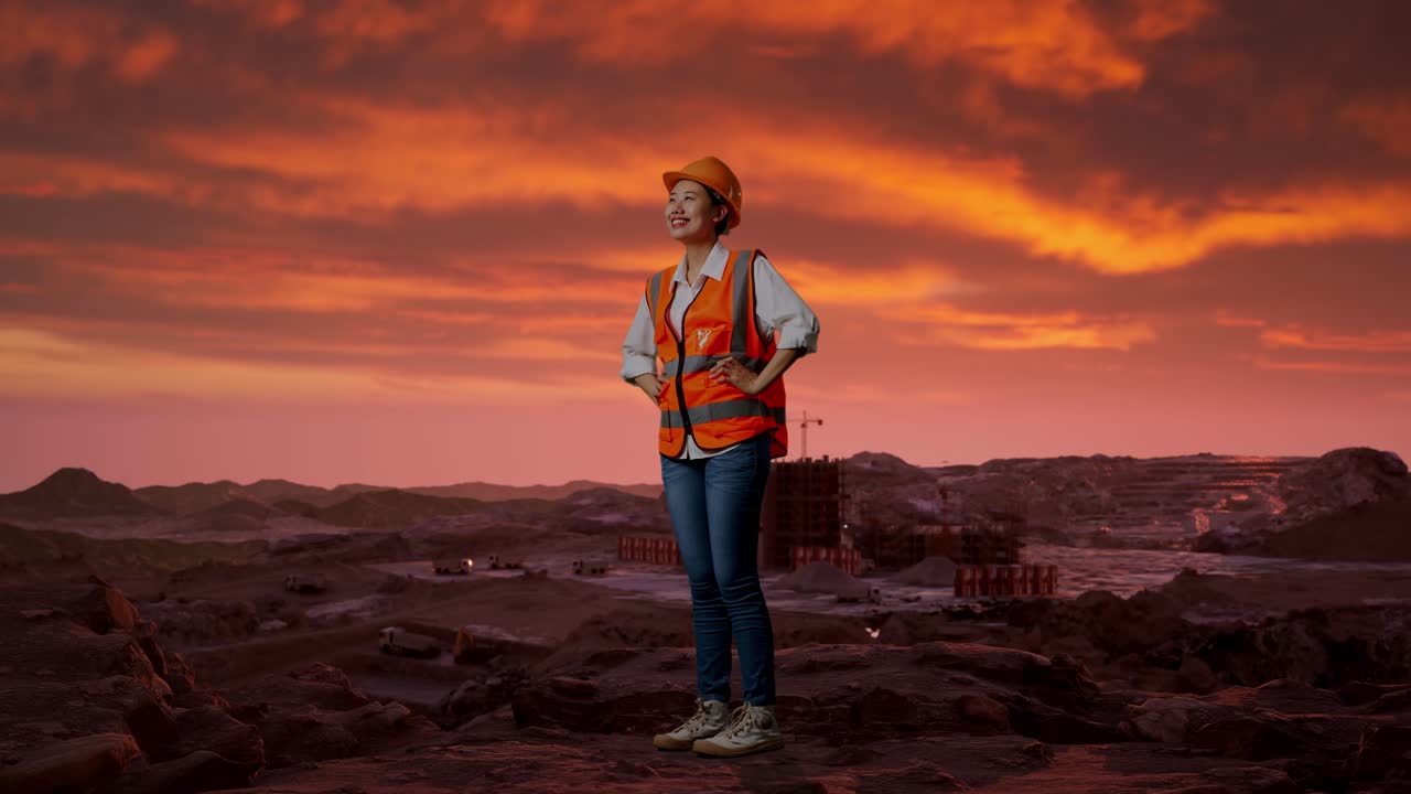 ingeniera en el sitio minero de sunset
