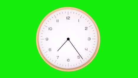 time lapse close-up wood clock start time12:00 stop 12:00 clock walking 12 hours on green screen background, chroma key.