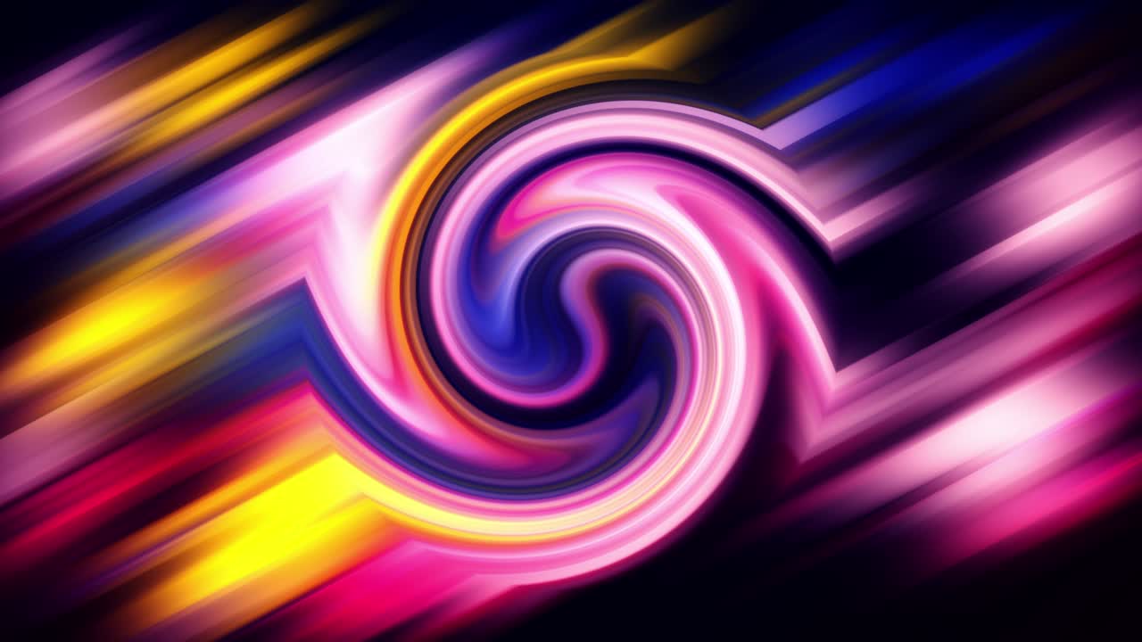 Abstract seamless loop swirl circle at center with beautiful vibrant twisted gradient background. Futuristic geometric patterns fluid trendy motion background design smooth color transition