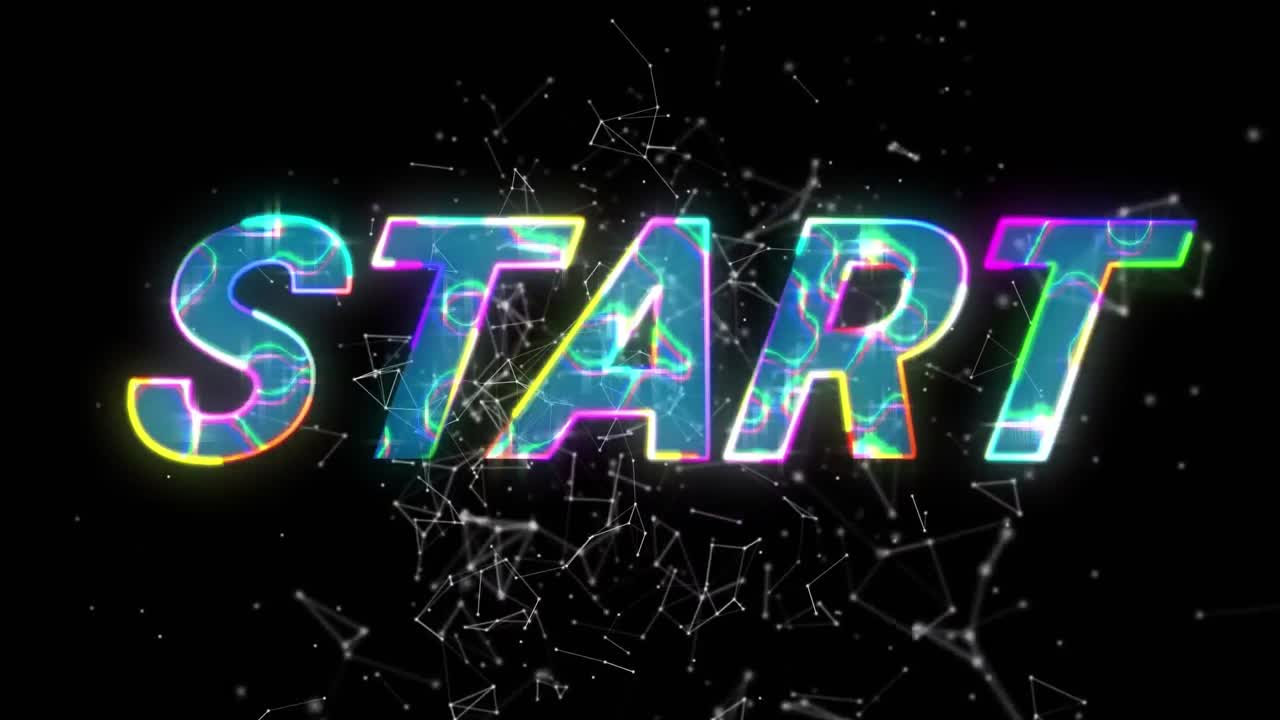 animación del comienzo en el espacio abstracto digital con constelaciones