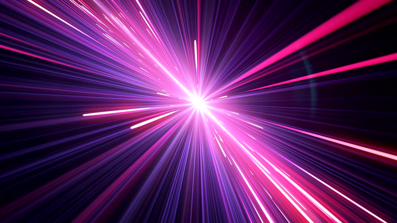 Moving Through Beautiful Neon Lines Pink-Blue Color. Illuminating Stars Trails. Digital Design Concept. Looped 3d Animation of Glowing Lines
