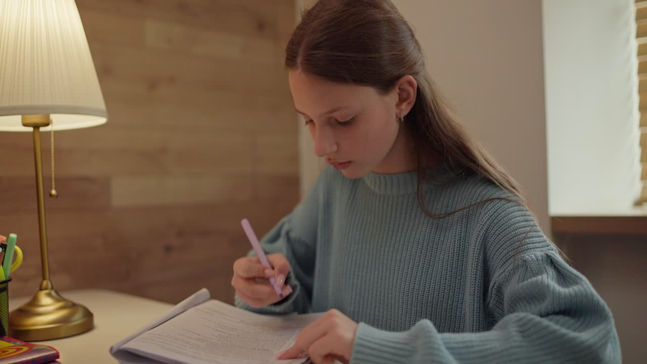 Girl studying at her desk