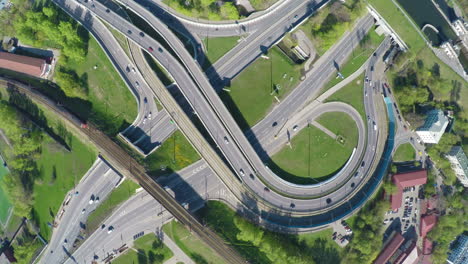 aerial view of a freeway intersection