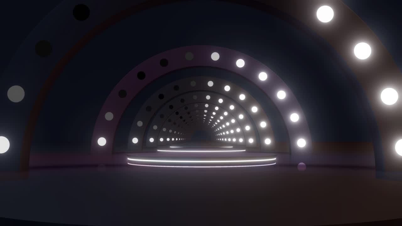 3D Rendered Futuristic Tunnel with Lighting and Podium