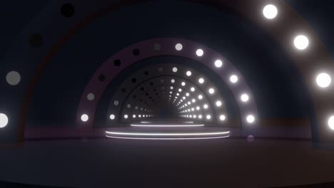 3d rendered futuristic tunnel with lighting and podium