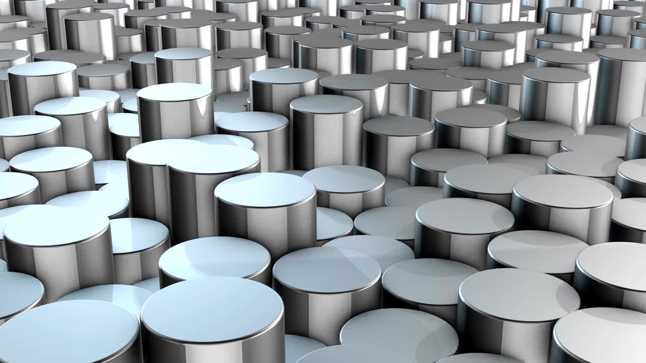 абстрактные цилиндрические геометрические алюминиевые поверхности в виртуальном пространстве