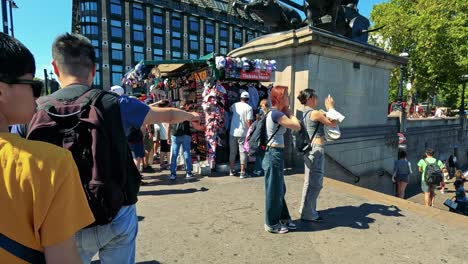 crowd browsing souvenirs at a street market