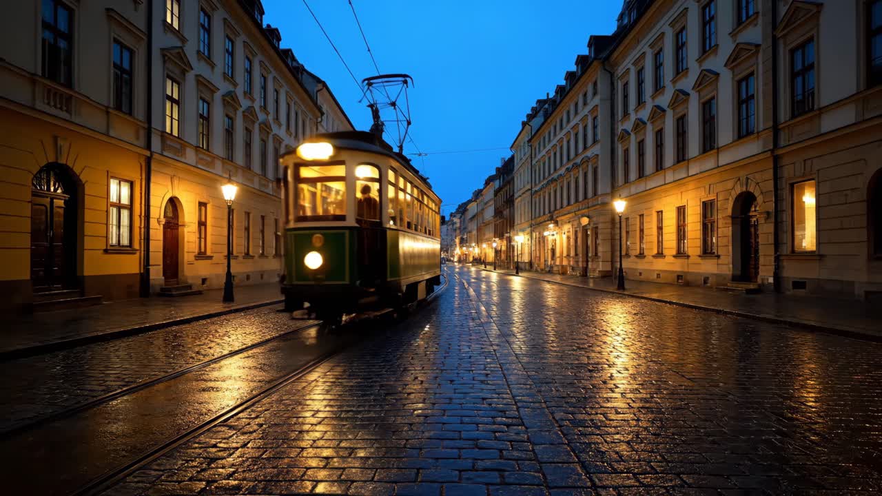 Evening Tram Ride Through the City