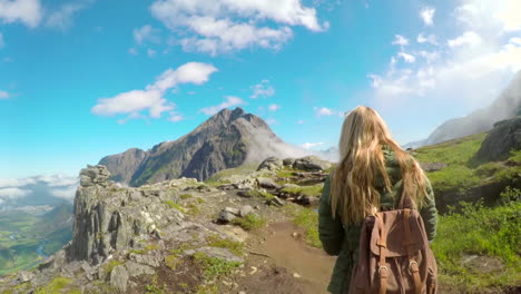 woman hiking in the mountains