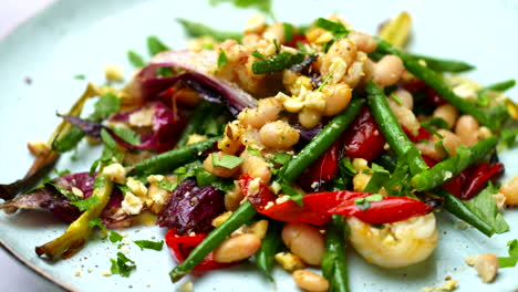 plate of roasted white and green beans