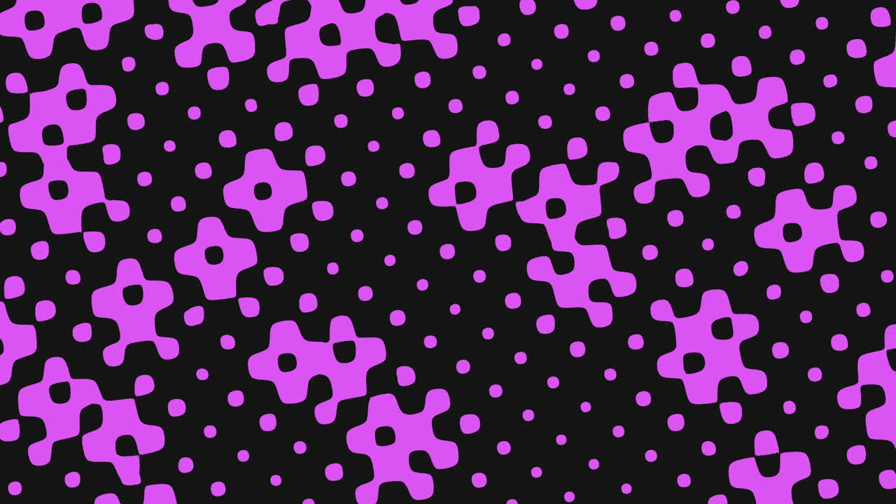 Seamless purple dot pattern on black, revealing hidden shape