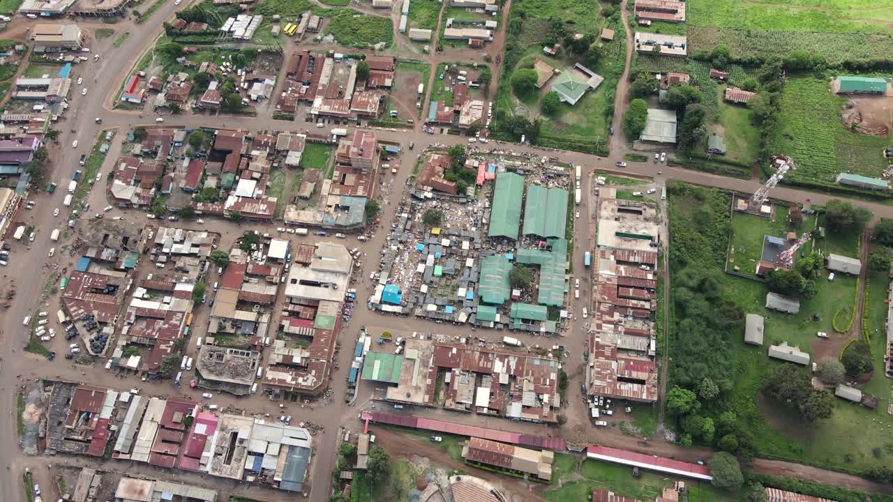 Aerial View of Loitokitok City Center on Market Day