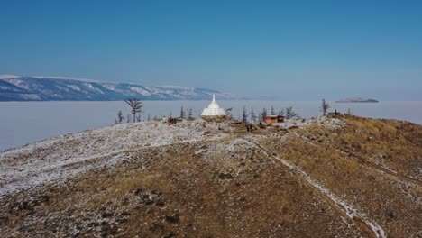 stupa at ogoy island on baikal lake