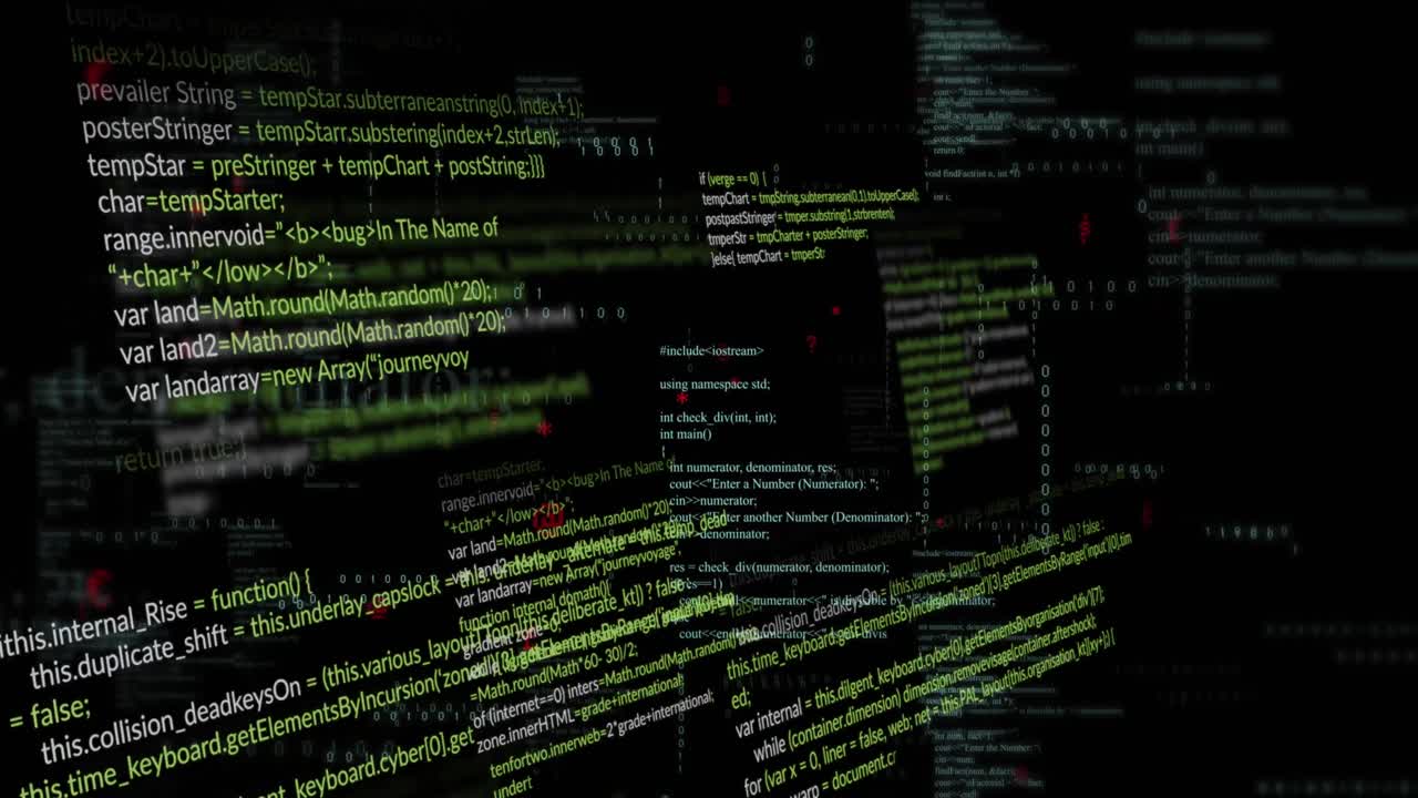 animation du traitement des données sur fond noir