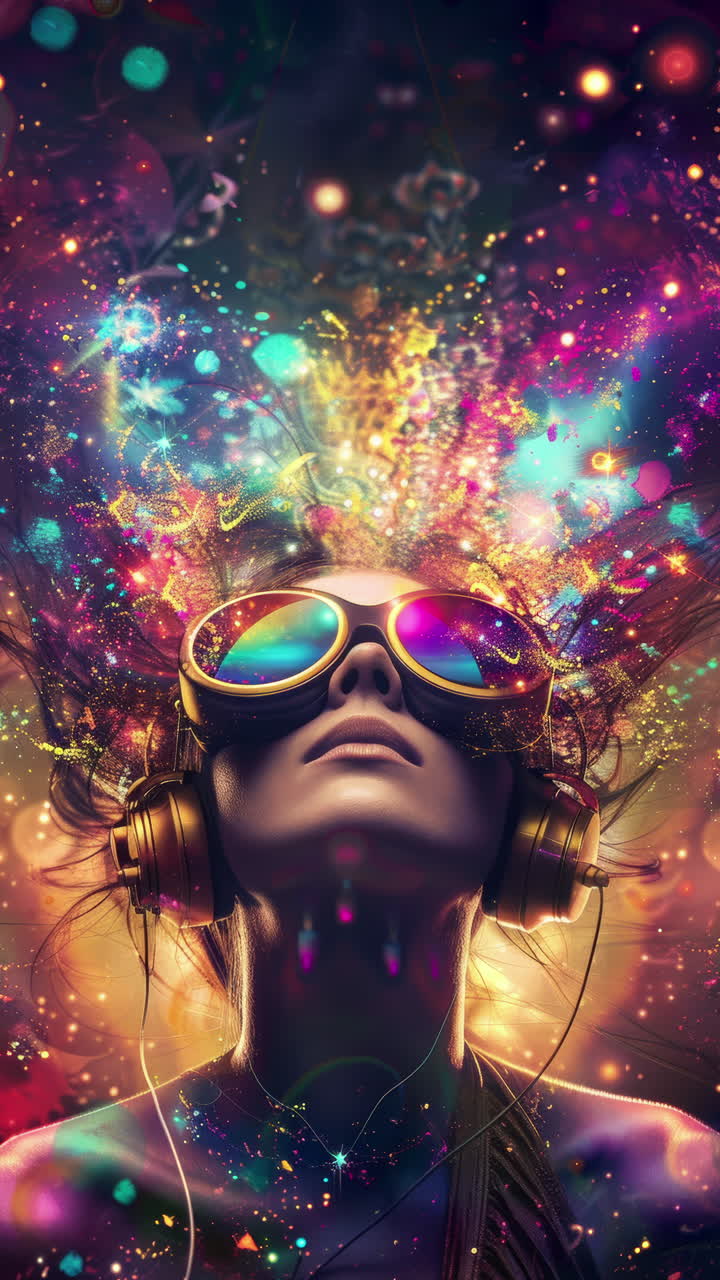 females with audio speakers and headphones made with AI