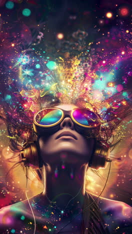 mujeres con altavoces de audio y auriculares hechos de ai