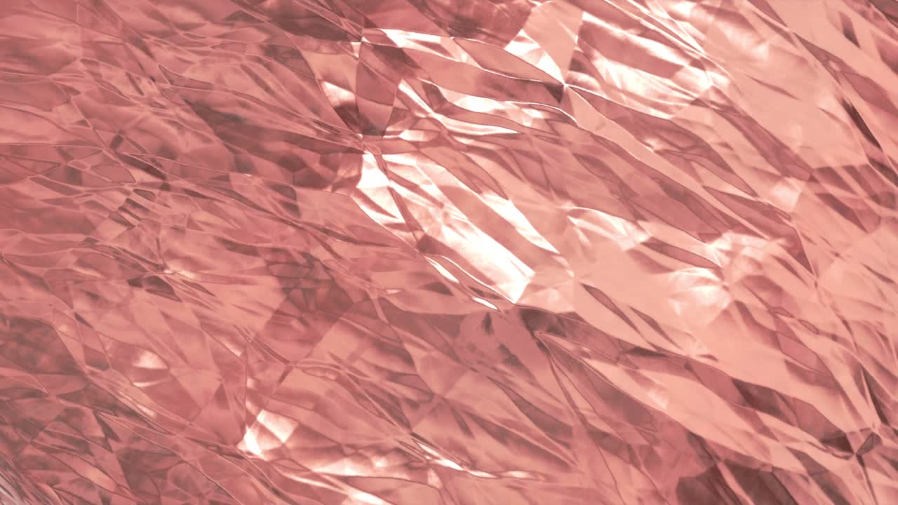 Sfondo in lamina color oro rosa. Texture oro rendering 3D in loop 4k