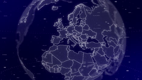 a captivating cinematic video background showcases a digital globe rotating, zooming in on italy | a digital globe rotating in on italy country commercial video background in 4k | europe
