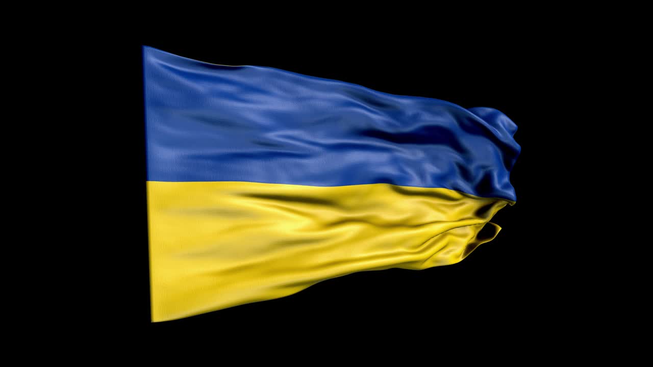 Animazione 3D realistica della bandiera dell'Ucraina che sventola. Bandiera nazionale ucraina. Animazione 4K in loop continuo della bandiera dell'Ucraina.