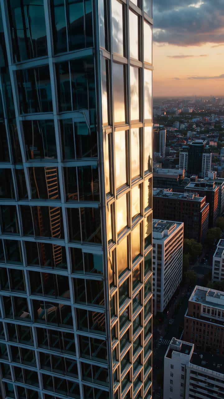 High-rise Skyscraper at Sunset with City Views