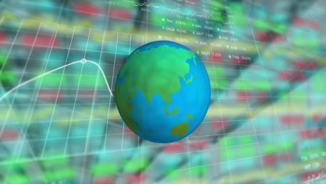 animation of globe and financial data processing