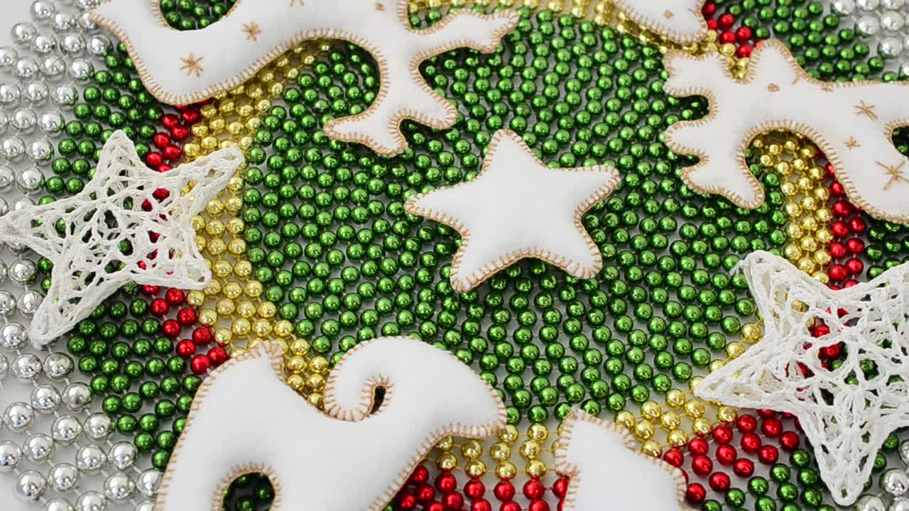Christmas garland and toys, background. Shooting in the movement