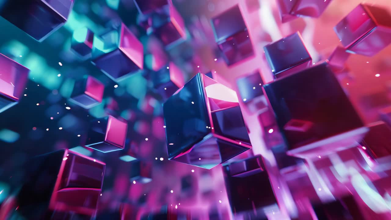 추상적인 네온 큐브