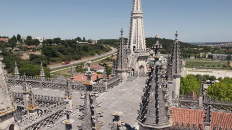 details of gothic towers of the magnificent monastery of batalha, portugal