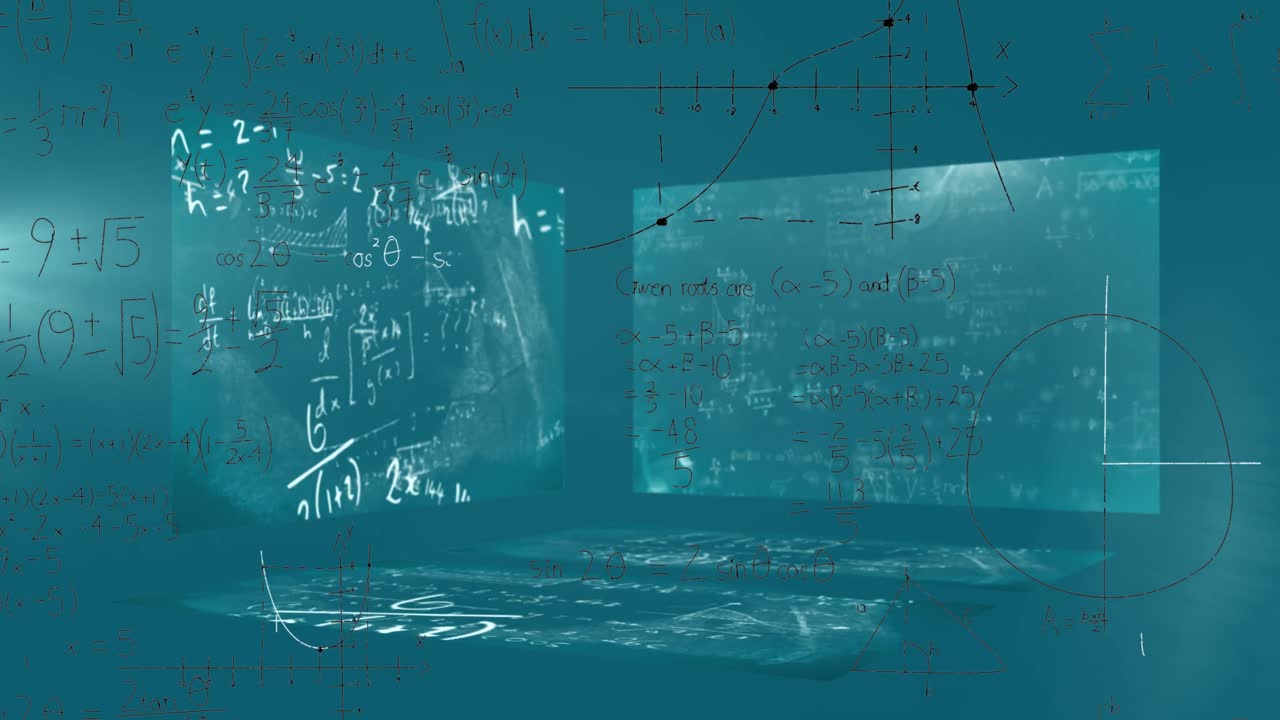 Animation of data processing over screens on green background