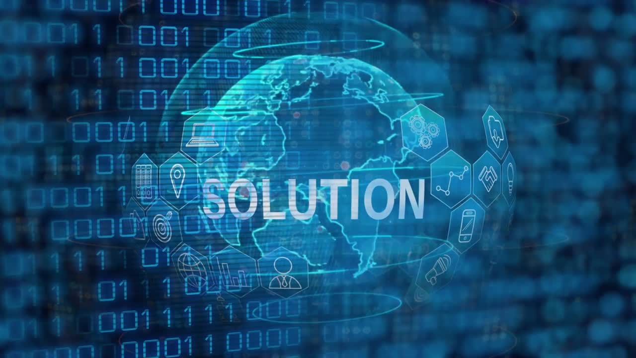 세계에 대한 솔루션 텍스트의 애니메이션 및 데이터 처리