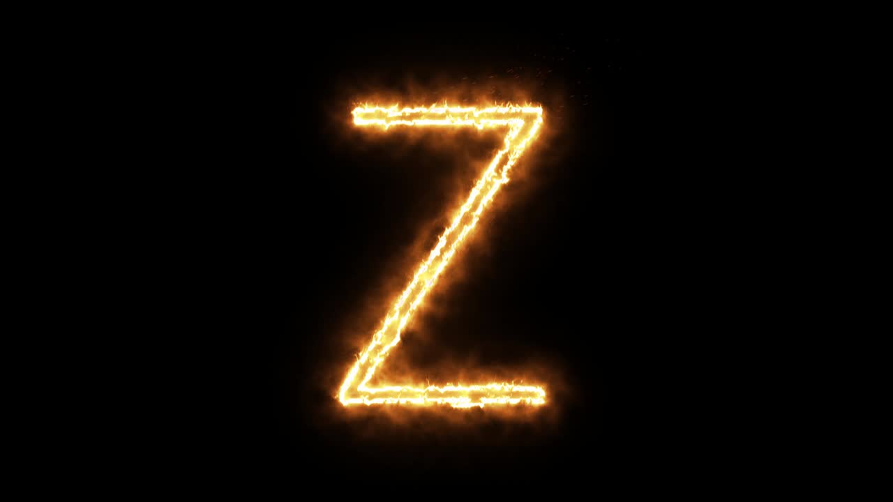 The letter "Z" of burning flame. Flaming burn font or bonfire alphabet text with sizzling fiery shining heat effect. 3D rendering.
