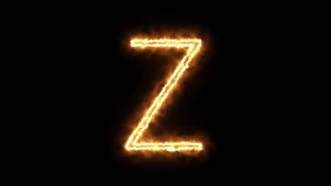 the letter "z" of burning flame. flaming burn font or bonfire alphabet text with sizzling fiery shining heat effect. 3d rendering.