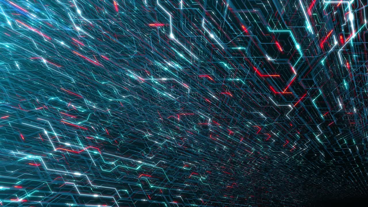 4K seamless loop abstract futuristic electronic circuit board.