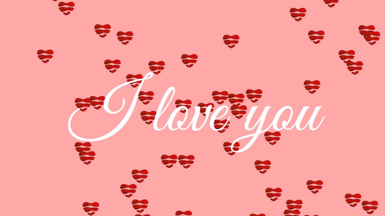 나는 당신을 사랑합니다. 분홍색 배경에 심장이 있는 문자