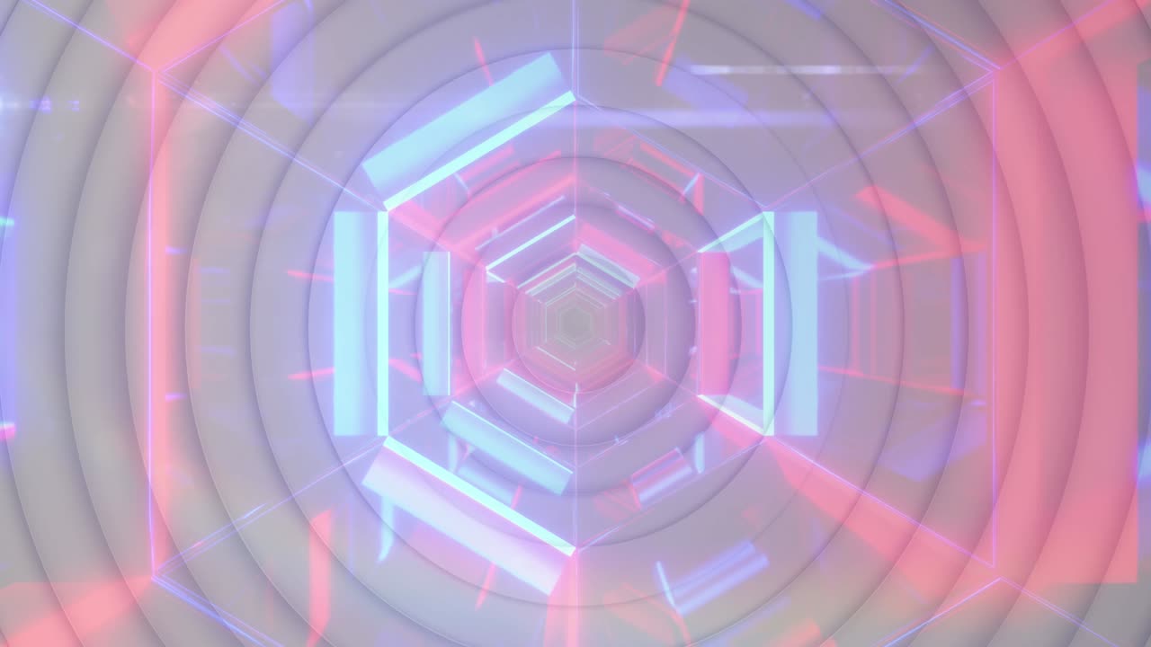 디지털 터널 위의  ⁇ 색 원의 애니메이션